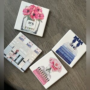 NWT ceramic fashion & shoes prints Coasters Set of 4